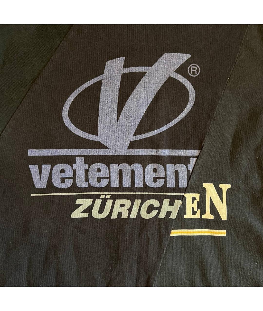 VETEMENTS Черная хлопковая футболка, фото 2