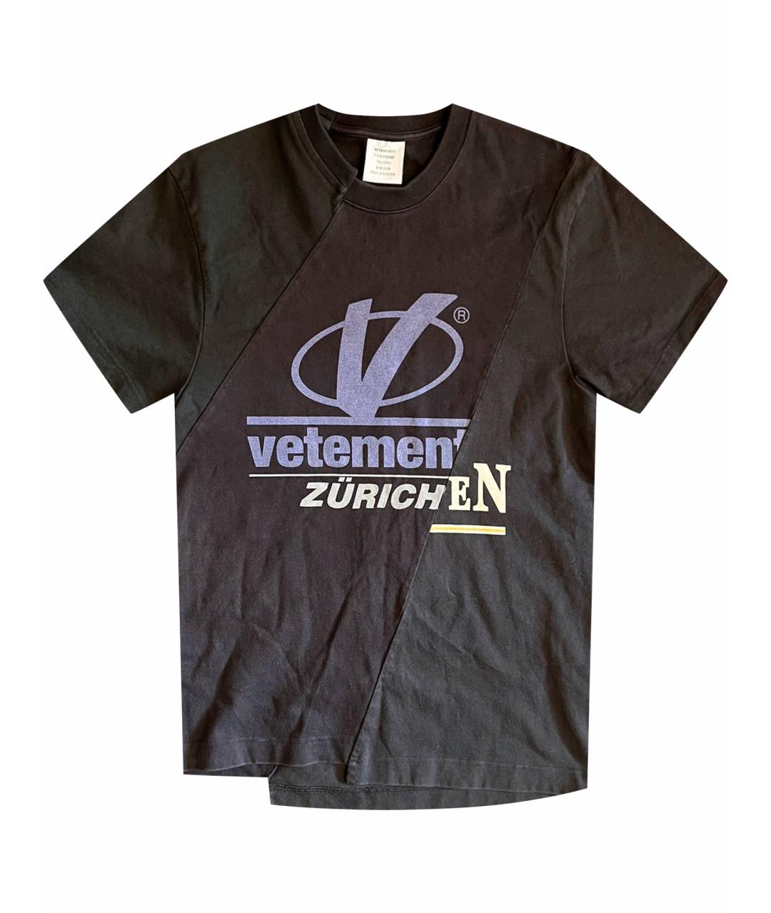 VETEMENTS Черная хлопковая футболка, фото 1