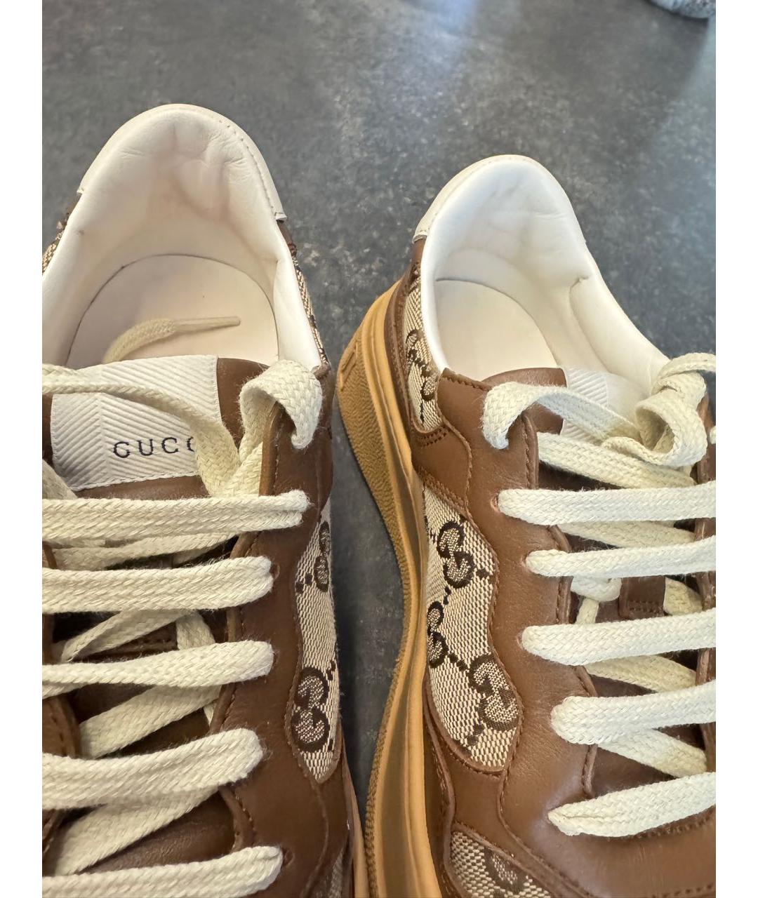 GUCCI Коричневые кожаные кеды, фото 7