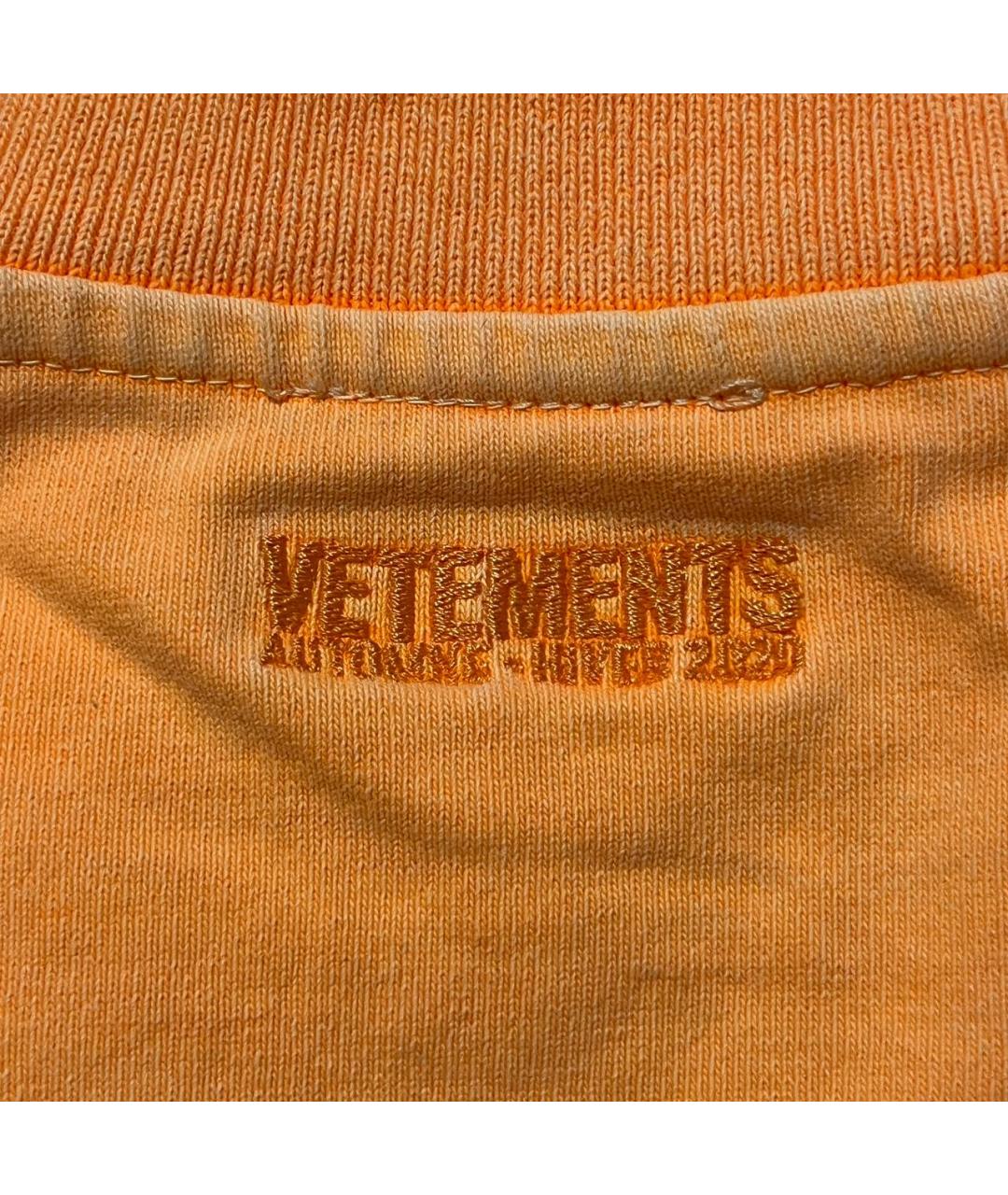 VETEMENTS Оранжевая хлопковая футболка, фото 5