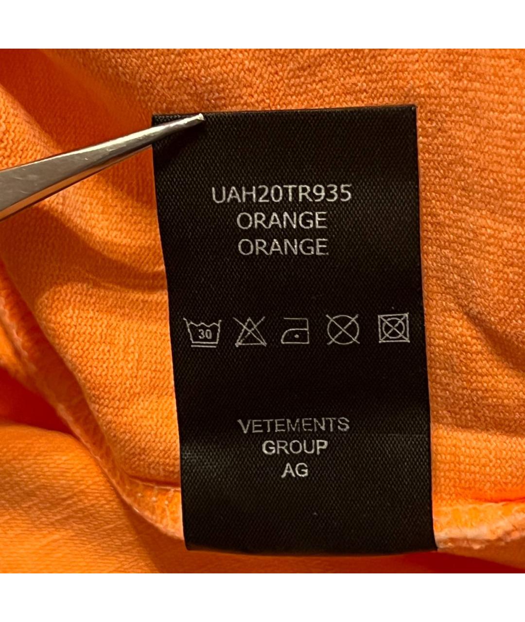 VETEMENTS Оранжевая хлопковая футболка, фото 7