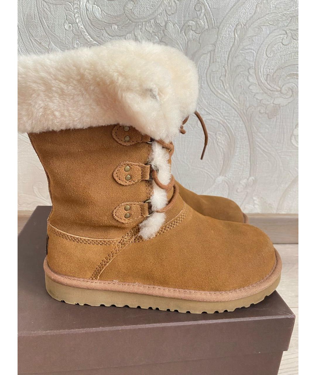UGG AUSTRALIA KIDS Горчичные замшевые сапоги, фото 5