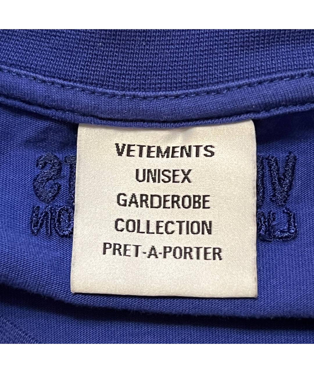 VETEMENTS Синяя хлопковая футболка, фото 7