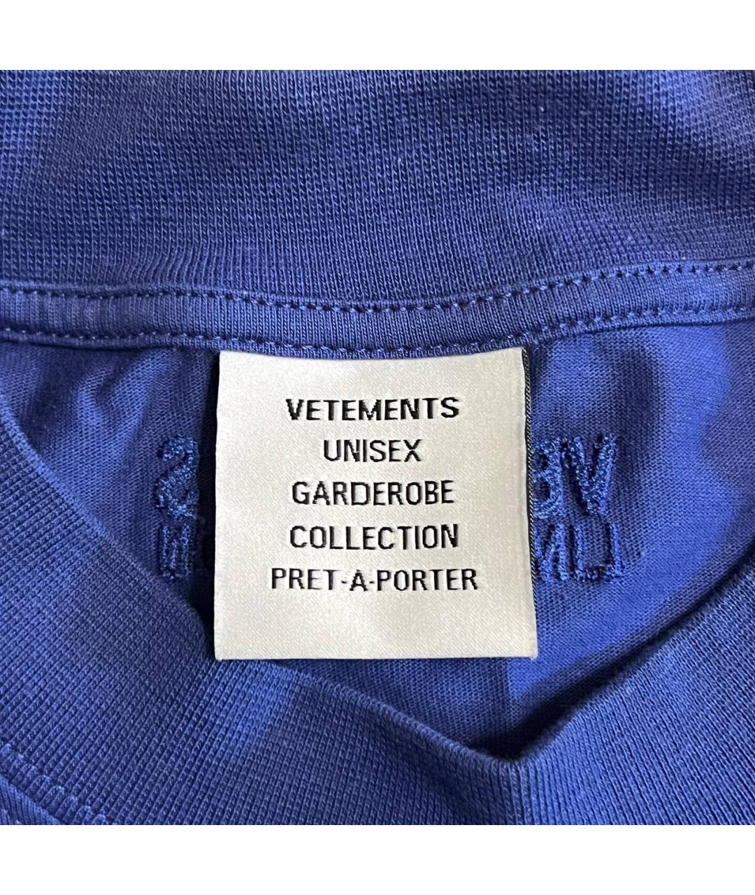 VETEMENTS Синяя хлопковая футболка, фото 4