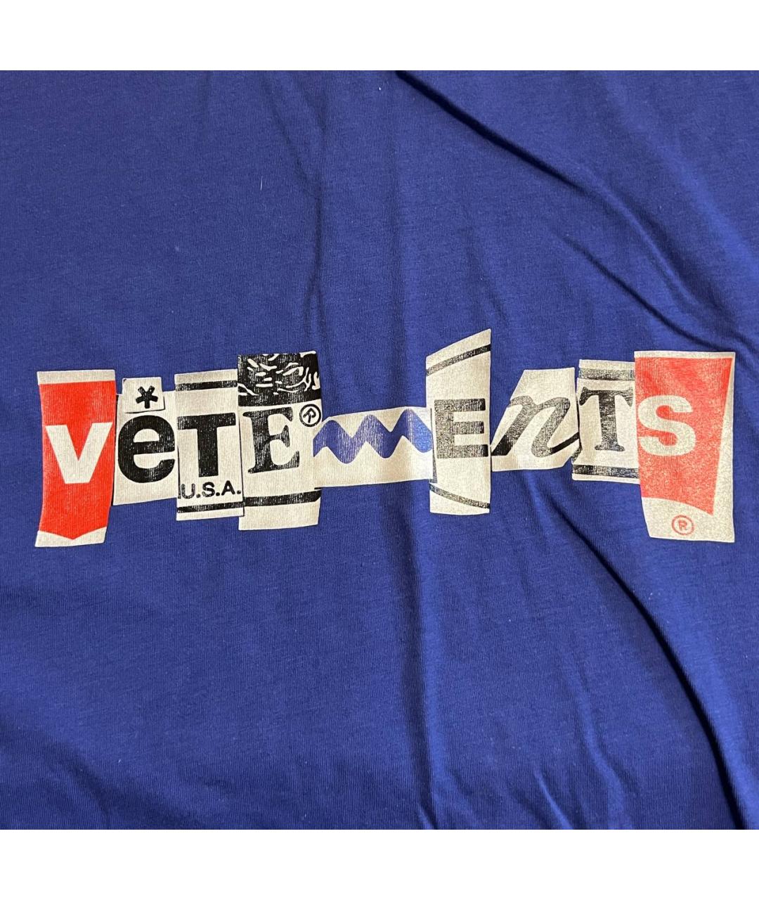 VETEMENTS Синяя хлопковая футболка, фото 3