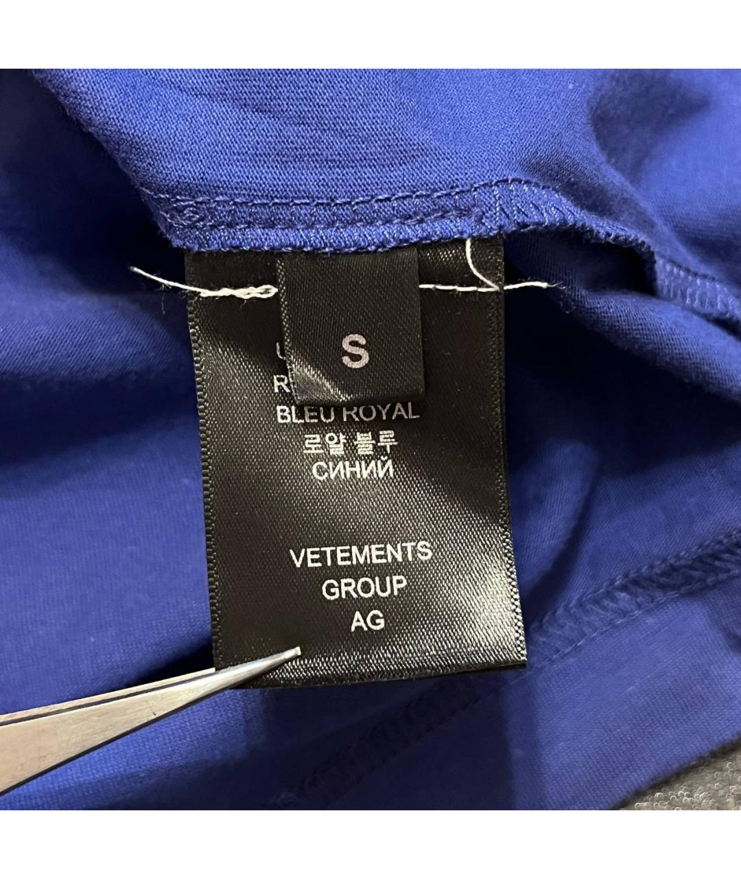 VETEMENTS Синяя хлопковая футболка, фото 6