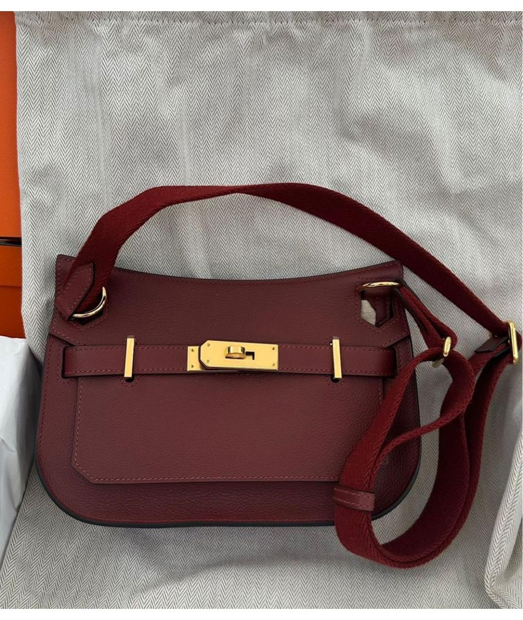 HERMES Бордовая кожаная сумка через плечо, фото 5