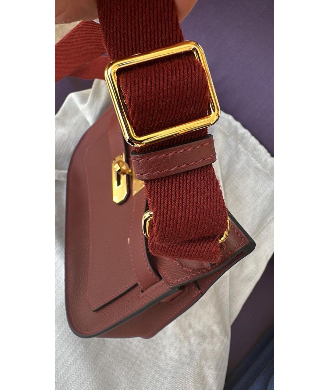 HERMES Бордовая кожаная сумка через плечо, фото 3