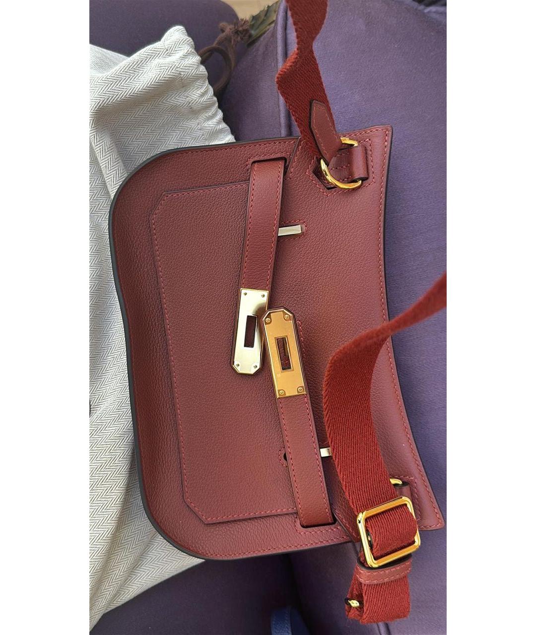 HERMES Бордовая кожаная сумка через плечо, фото 4