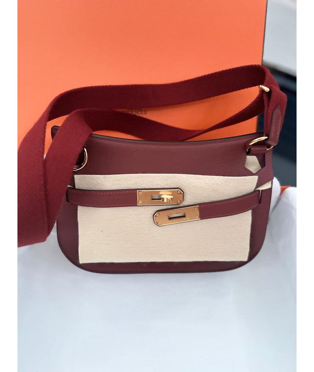 HERMES Бордовая кожаная сумка через плечо, фото 2