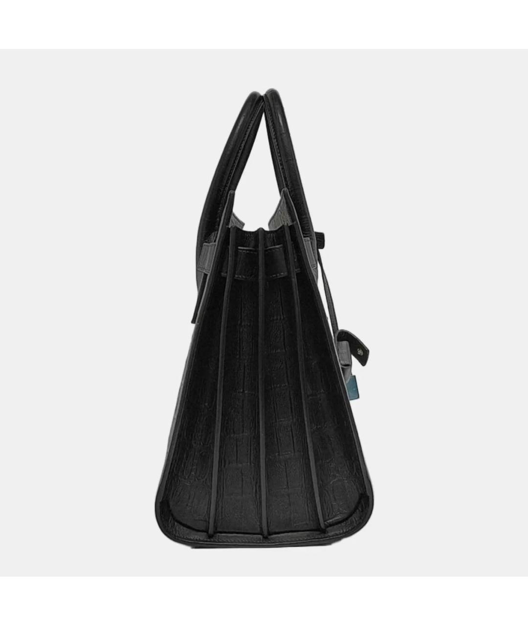 SAINT LAURENT Черная кожаная сумка тоут, фото 3
