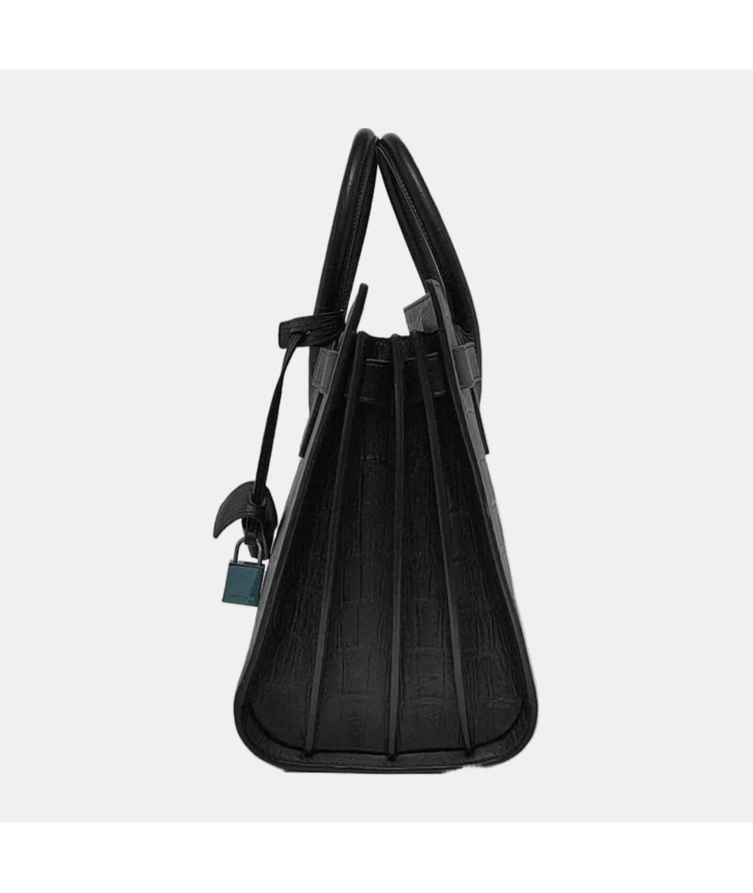 SAINT LAURENT Черная кожаная сумка тоут, фото 2