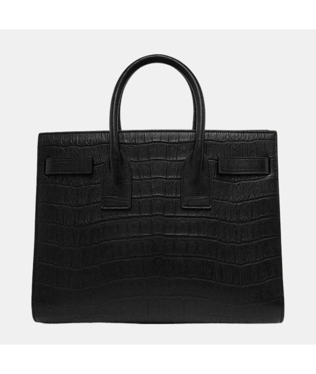 SAINT LAURENT Черная кожаная сумка тоут, фото 4