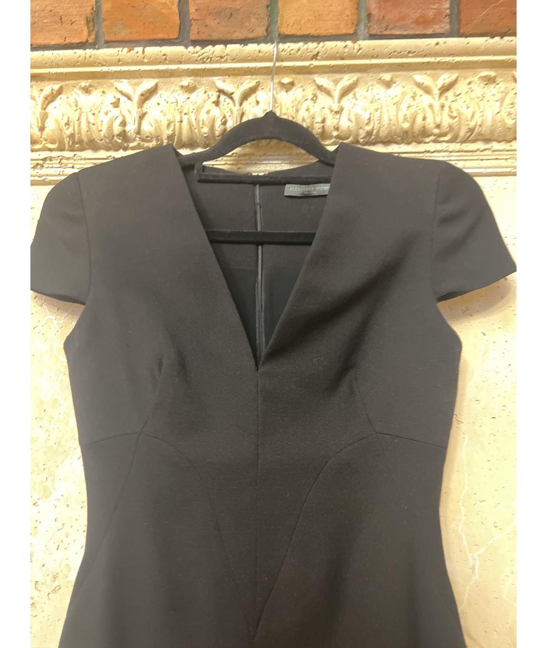ALEXANDER MCQUEEN Черное шерстяное вечернее платье, фото 4