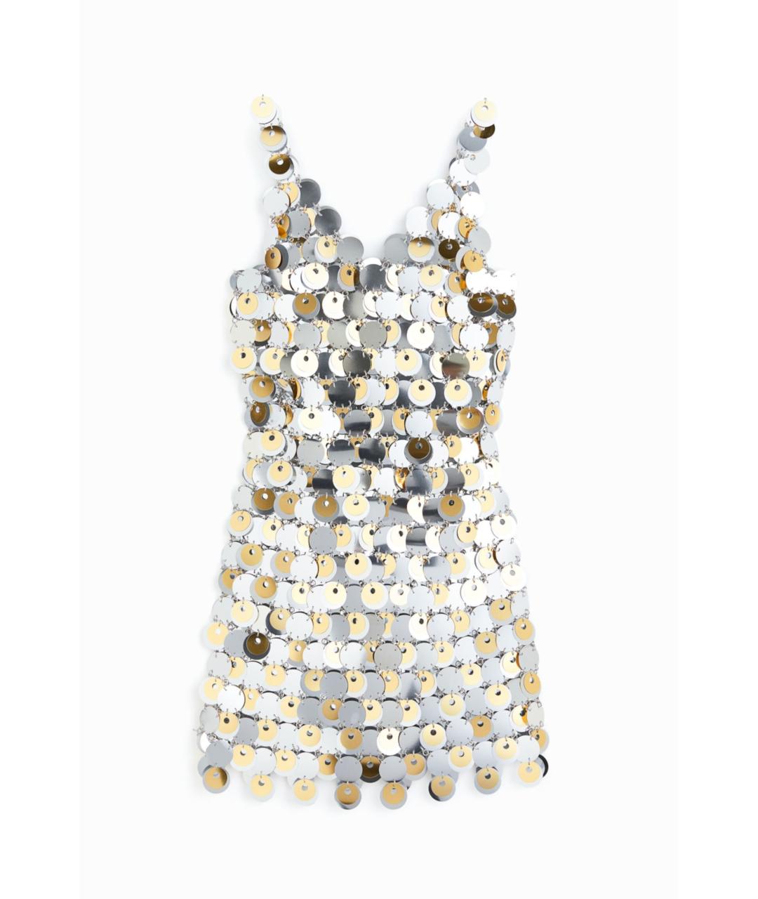 PACO RABANNE Серебряное коктейльное платье, фото 6