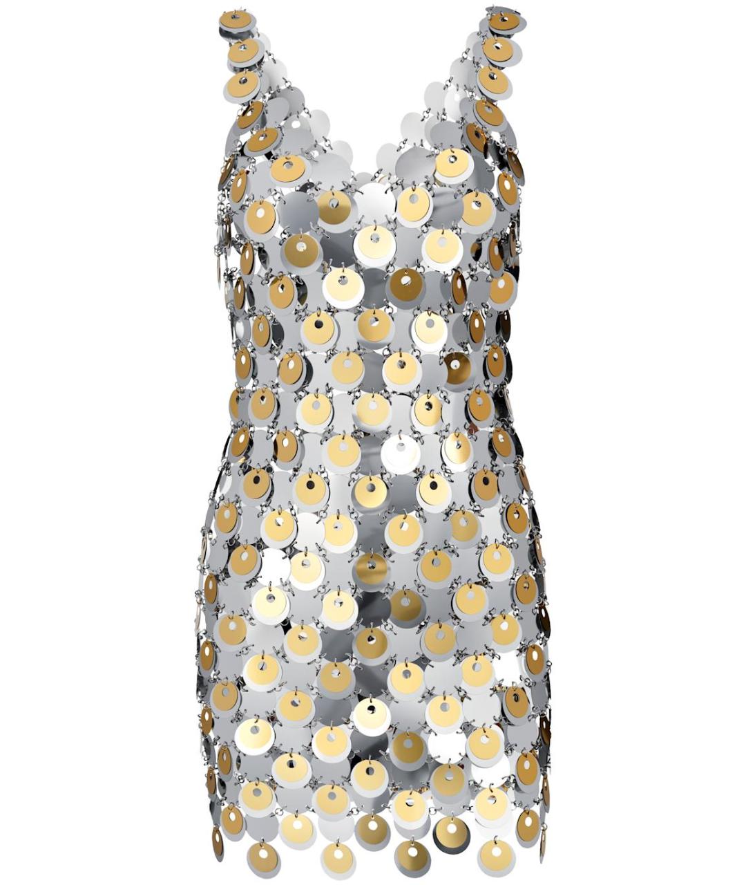 PACO RABANNE Серебряное коктейльное платье, фото 2
