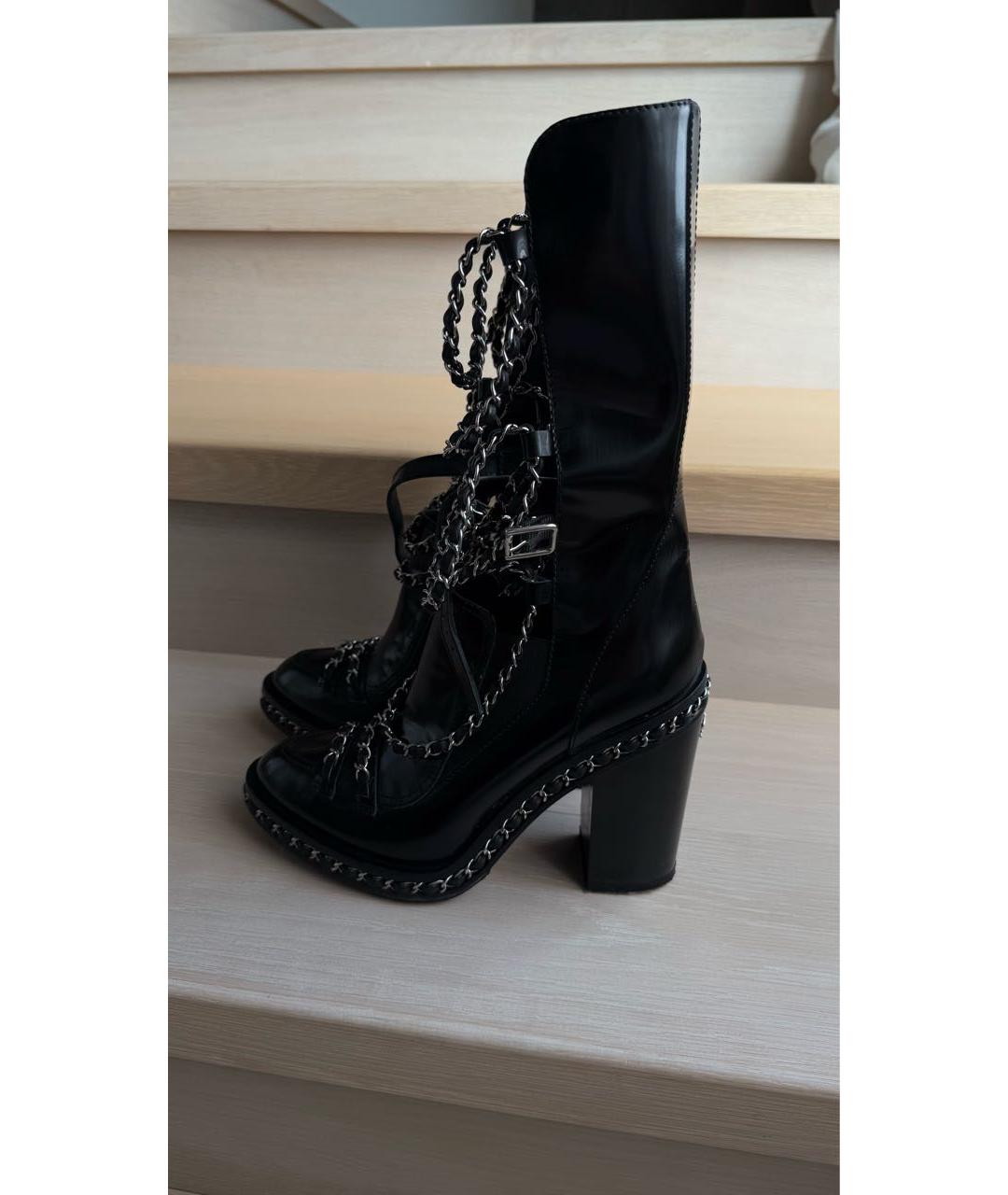 CHANEL Черные ботильоны из лакированной кожи, фото 9