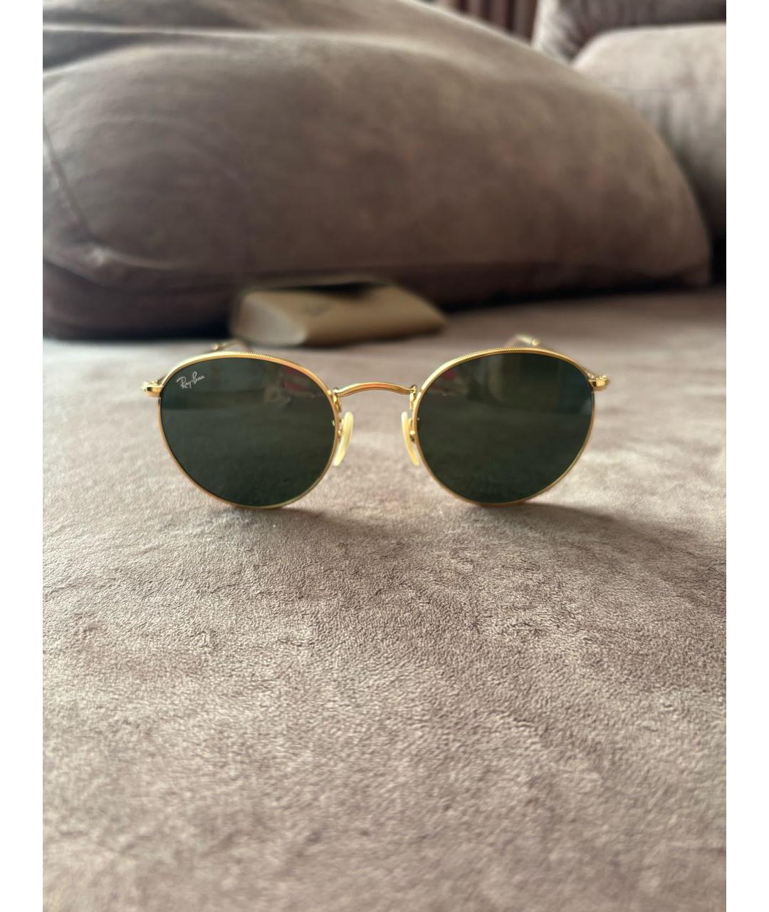 RAY BAN Золотые металлические солнцезащитные очки, фото 2