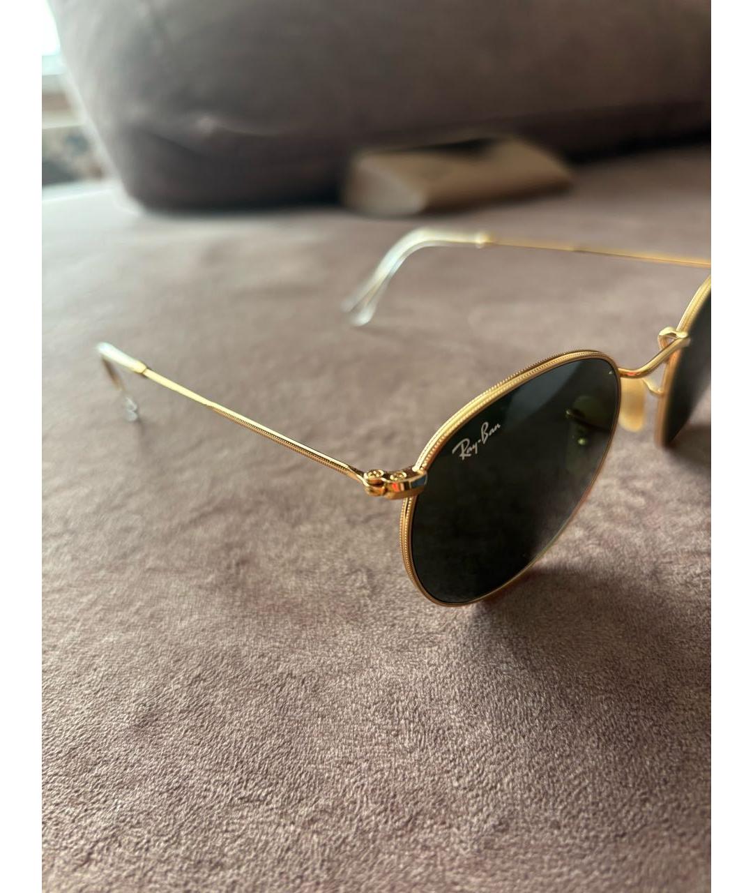 RAY BAN Золотые металлические солнцезащитные очки, фото 3