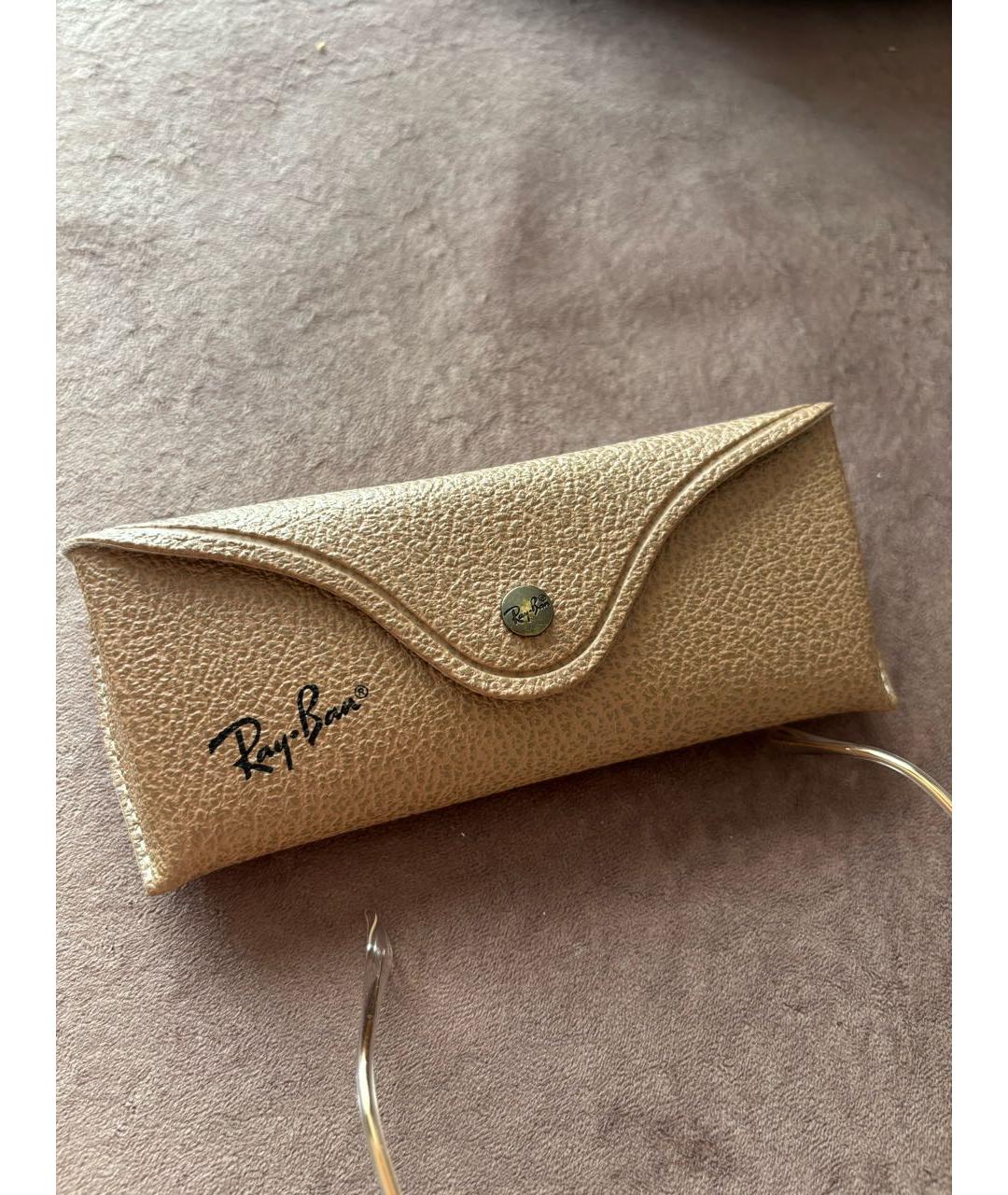 RAY BAN Золотые металлические солнцезащитные очки, фото 4