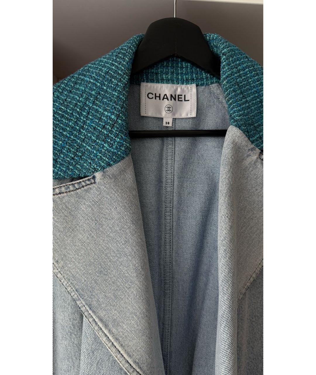 CHANEL Голубое хлопковое пальто, фото 6
