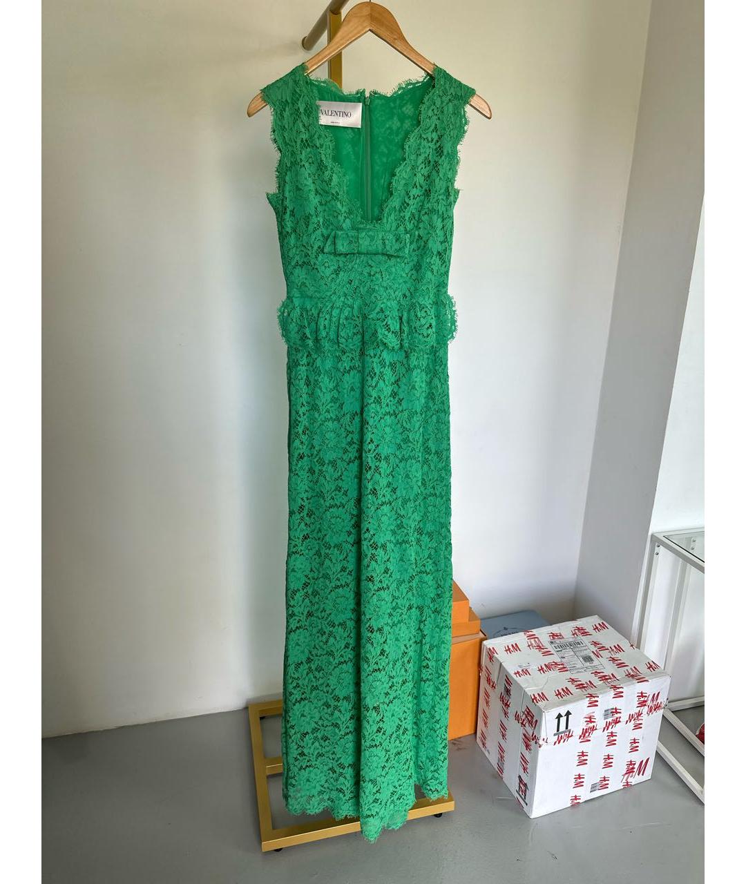 VALENTINO Зеленые хлопковое вечернее платье, фото 6