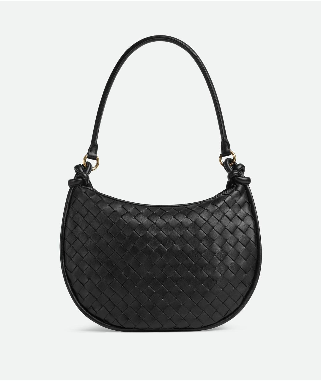 BOTTEGA VENETA Черная кожаная сумка через плечо, фото 5