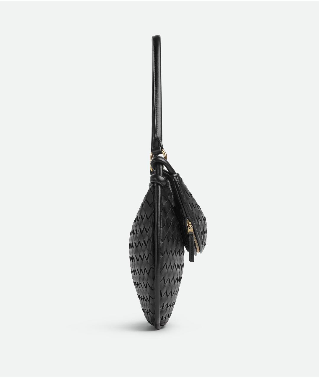 BOTTEGA VENETA Черная кожаная сумка через плечо, фото 4