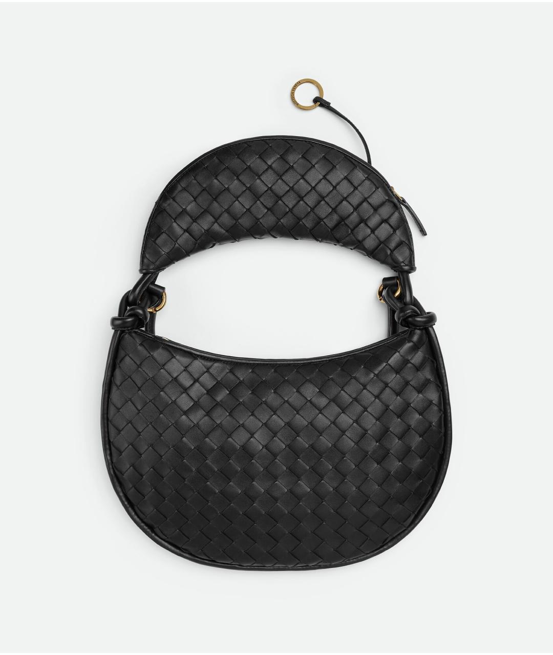 BOTTEGA VENETA Черная кожаная сумка через плечо, фото 6