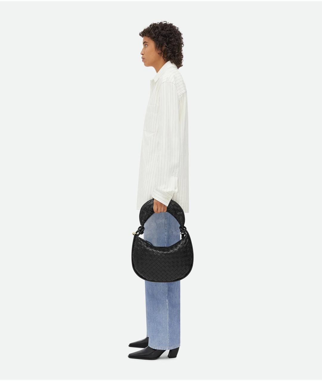 BOTTEGA VENETA Черная кожаная сумка через плечо, фото 7
