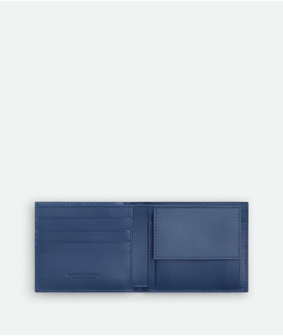 BOTTEGA VENETA Синий кожаный кошелек, фото 3