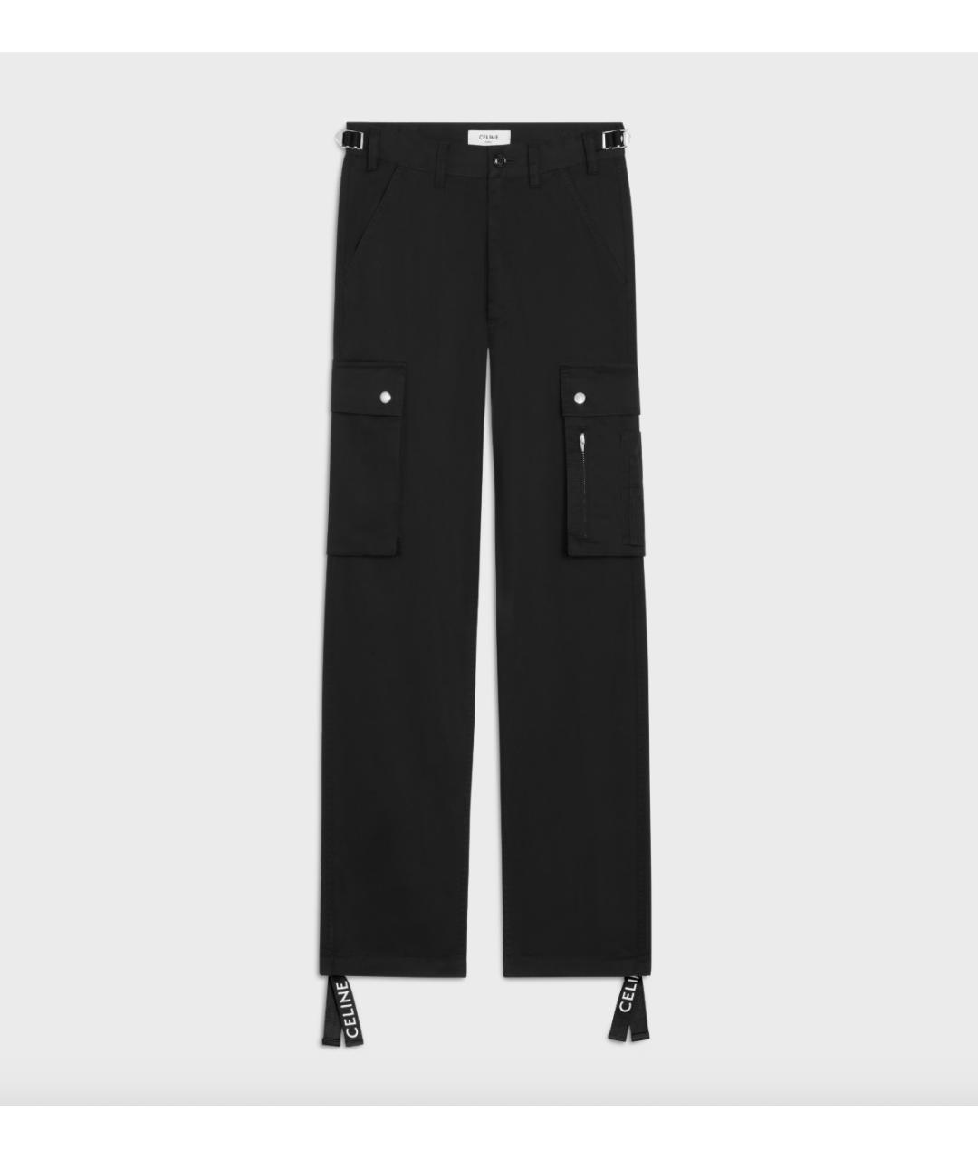 CELINE Черные хлопковые повседневные брюки, фото 3