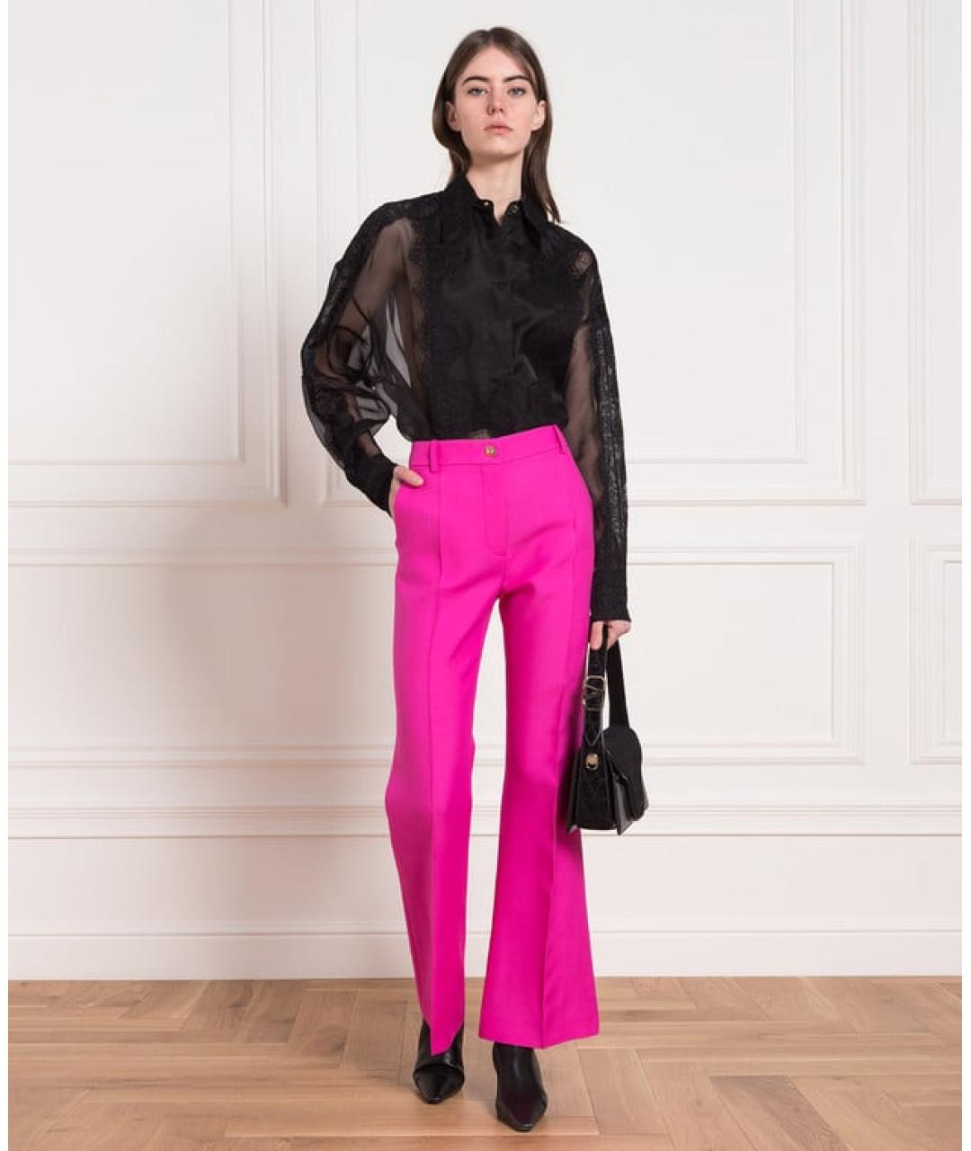 VALENTINO Розовые шерстяные прямые брюки, фото 2