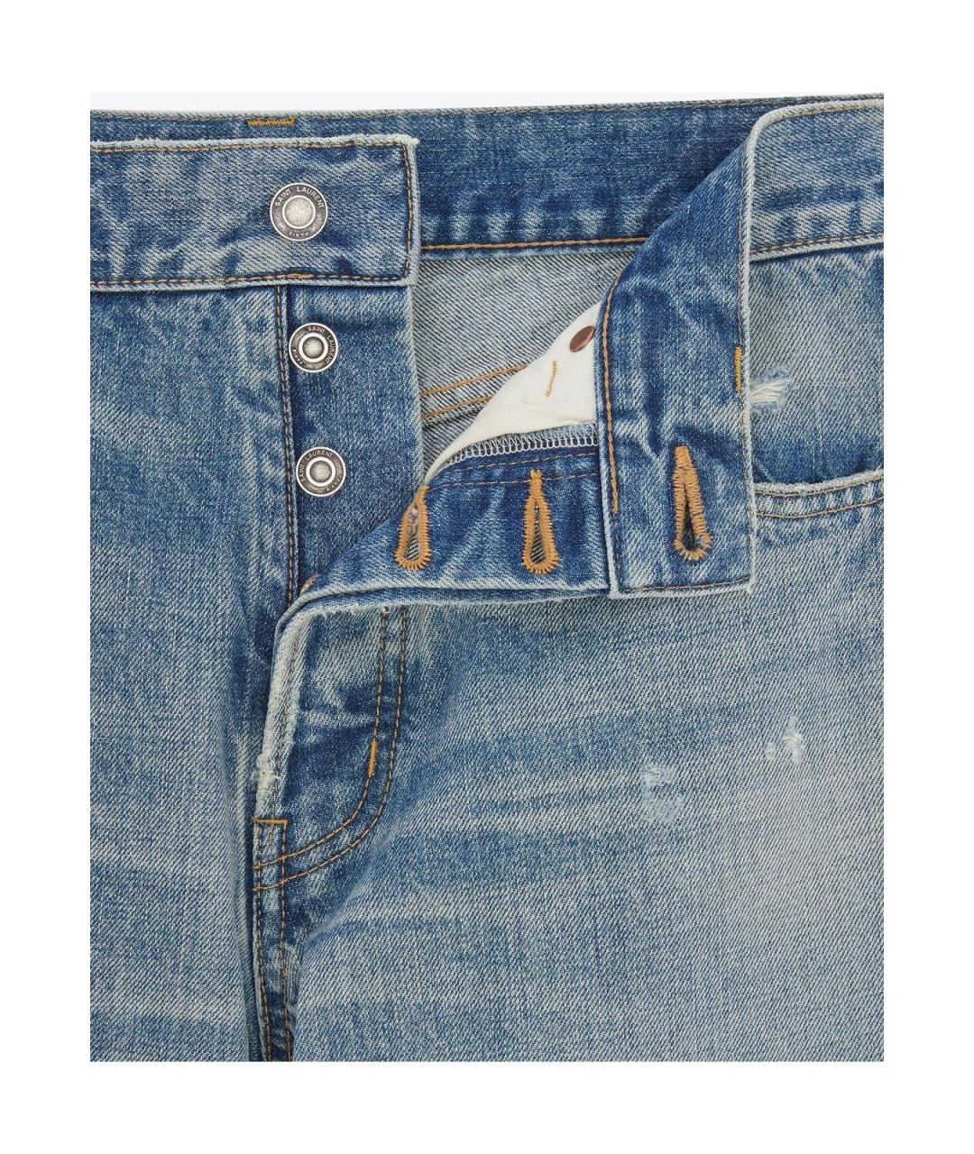 SAINT LAURENT Голубые хлопковые джинсы, фото 3
