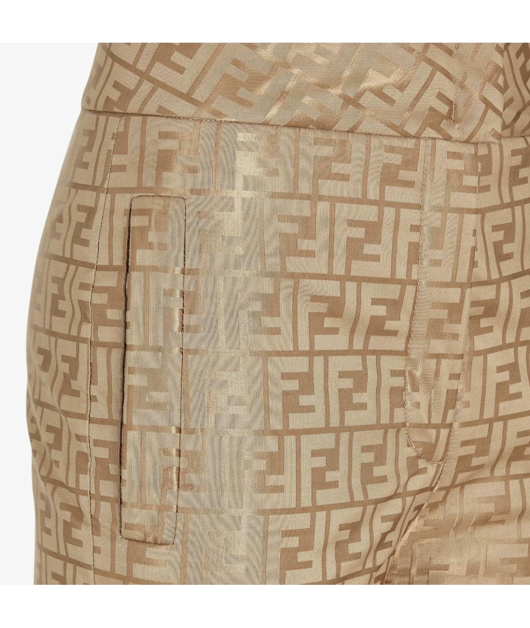 FENDI Бежевые полиамидовые прямые брюки, фото 3