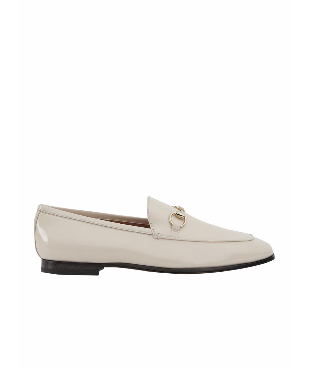 GUCCI Бежевые лоферы из лакированной кожи, фото 1