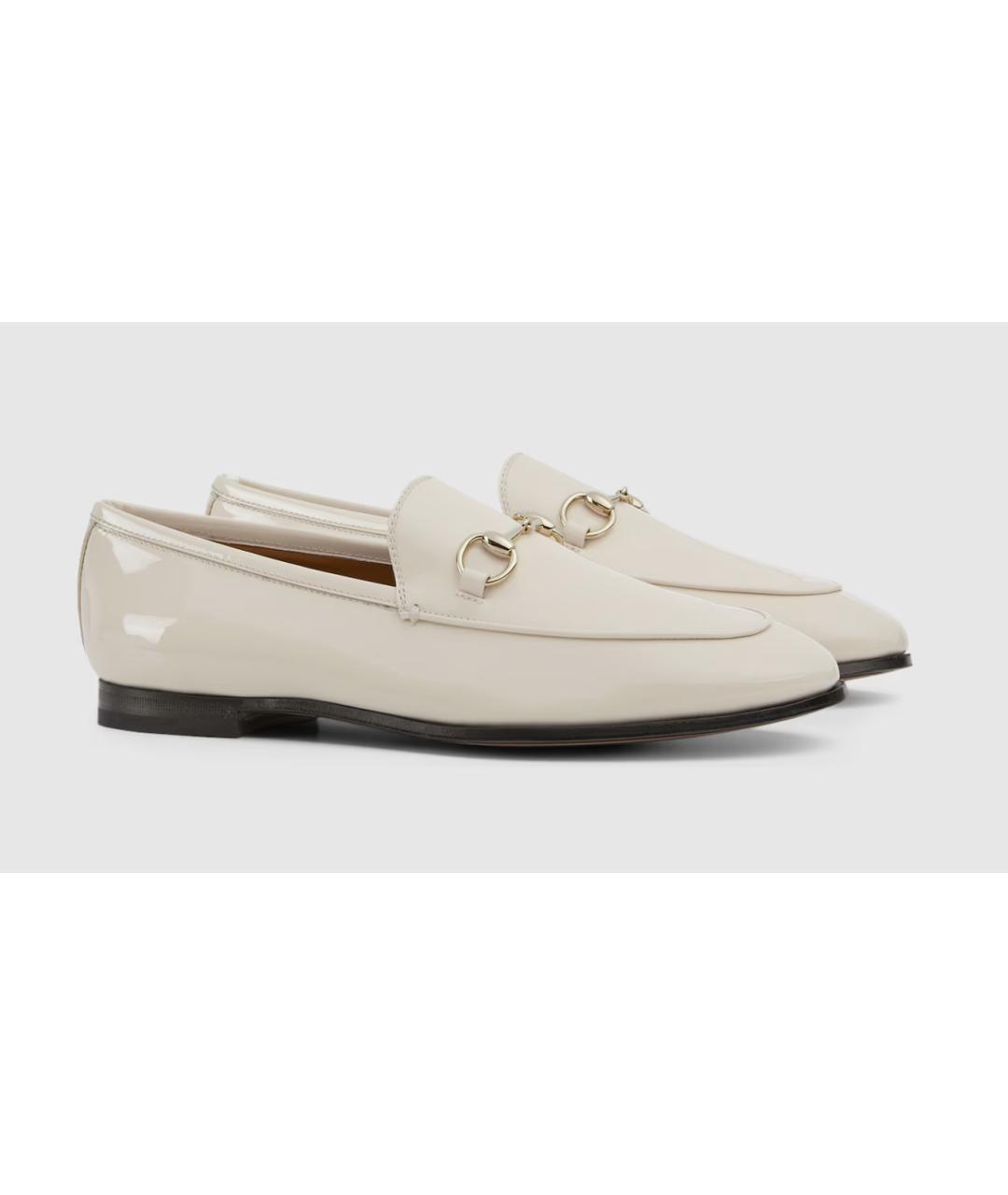 GUCCI Бежевые лоферы из лакированной кожи, фото 2