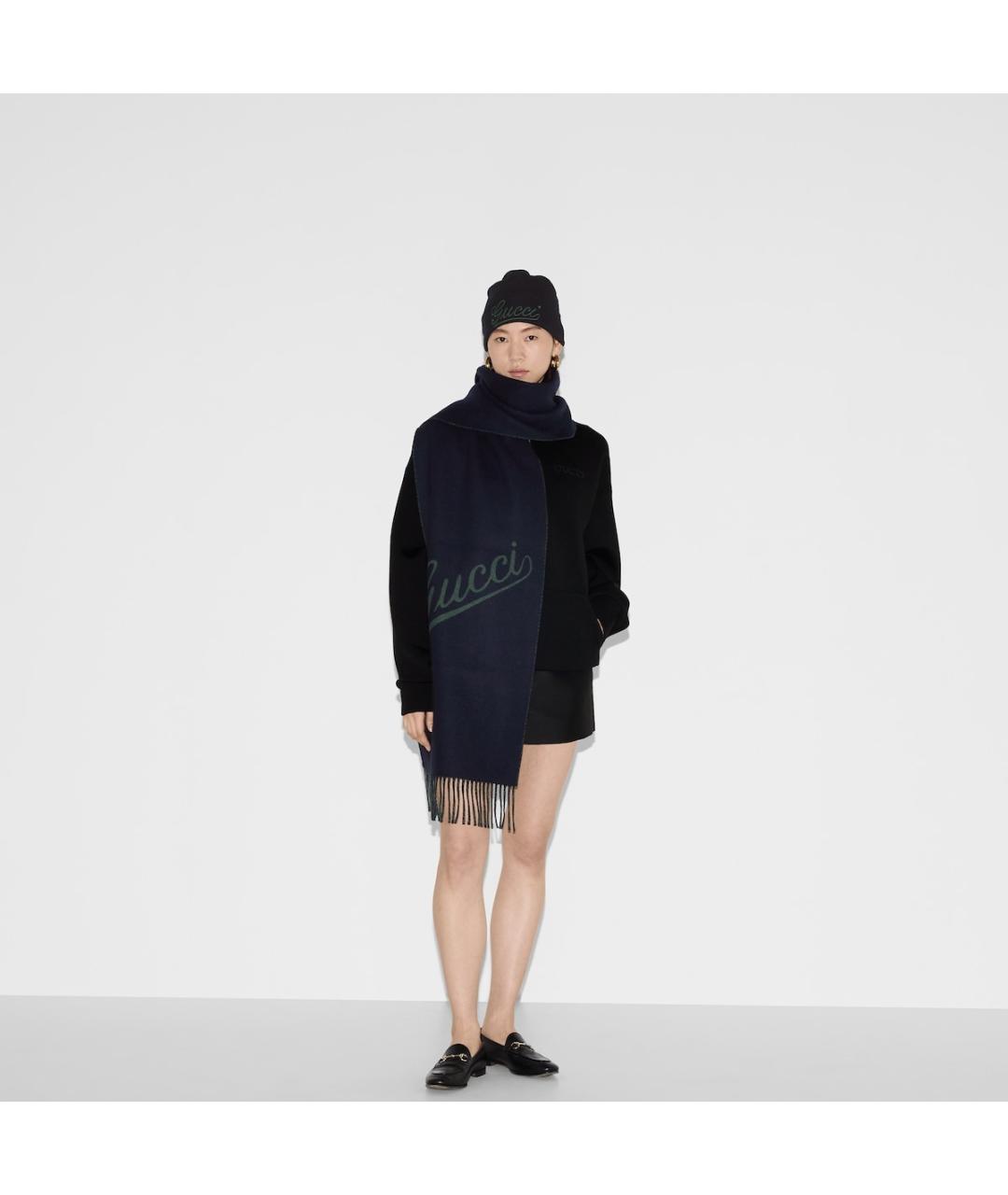 GUCCI Темно-синий шарф, фото 4