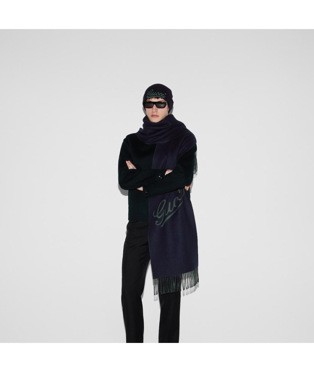 GUCCI Темно-синий шарф, фото 3