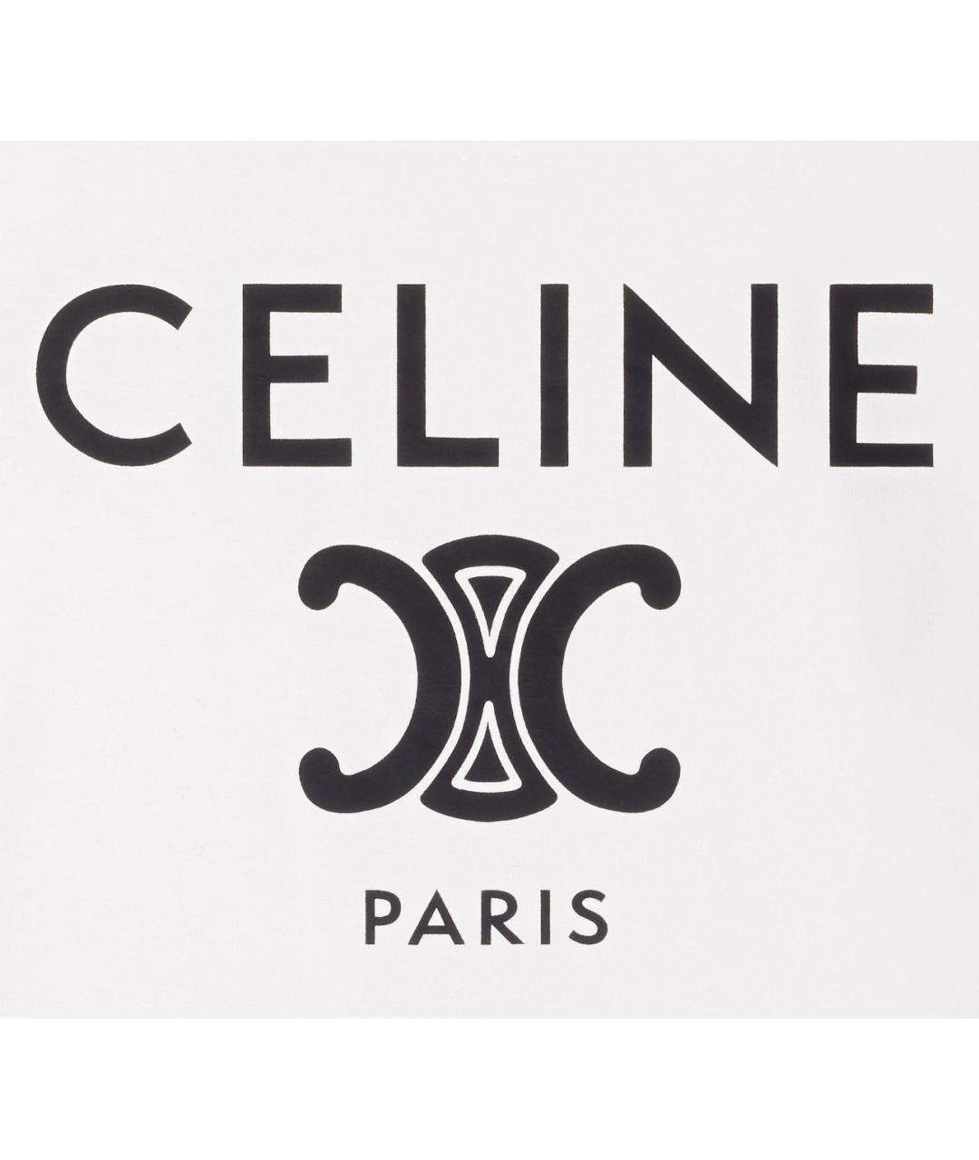 CELINE Белая хлопковая футболка, фото 2