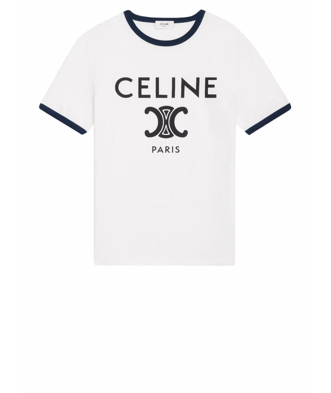 CELINE Белая хлопковая футболка, фото 1