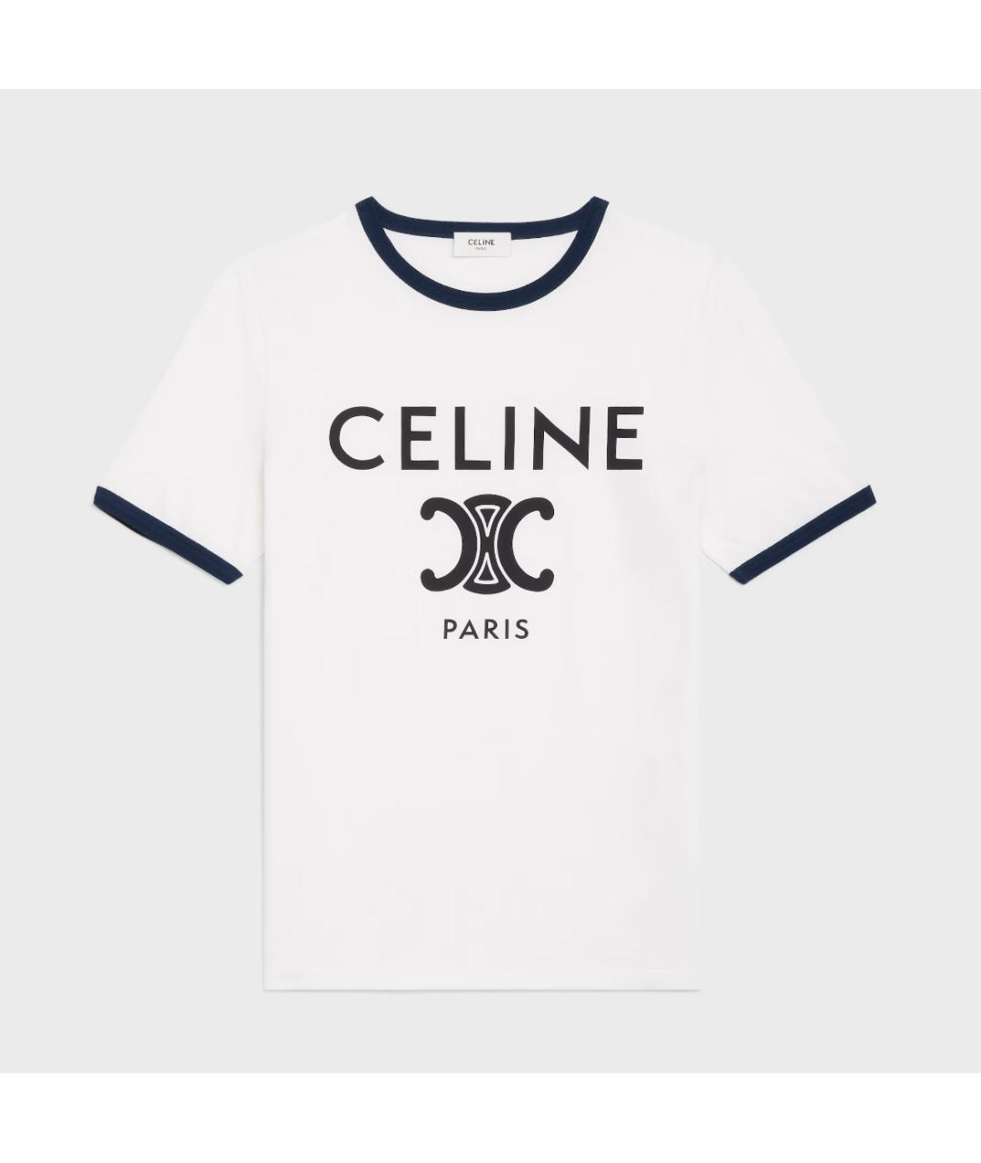 CELINE Белая хлопковая футболка, фото 4