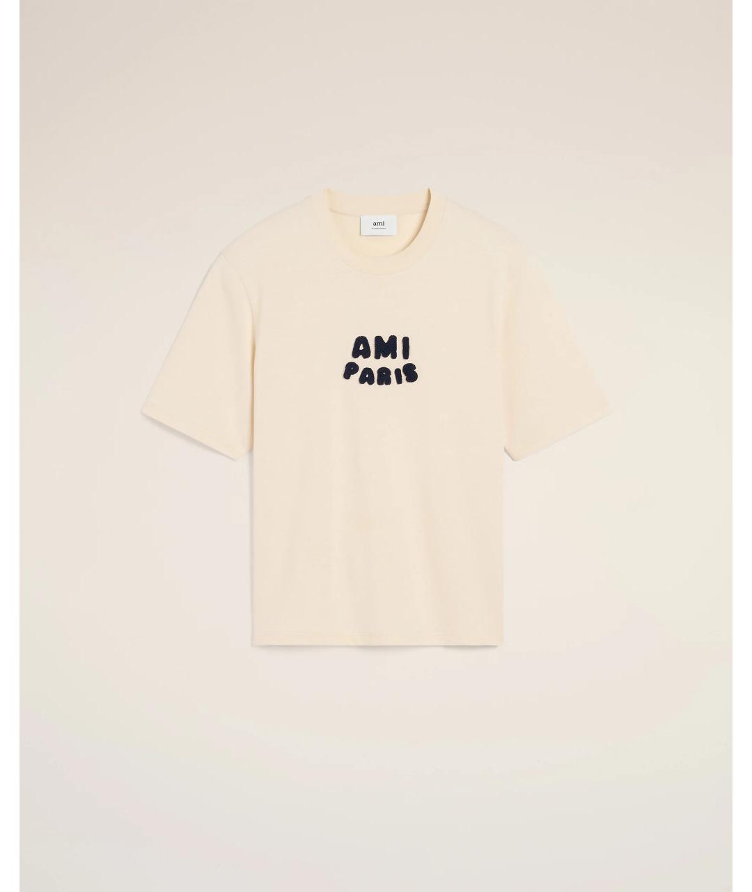 Ami Paris Бежевая хлопковая футболка, фото 4