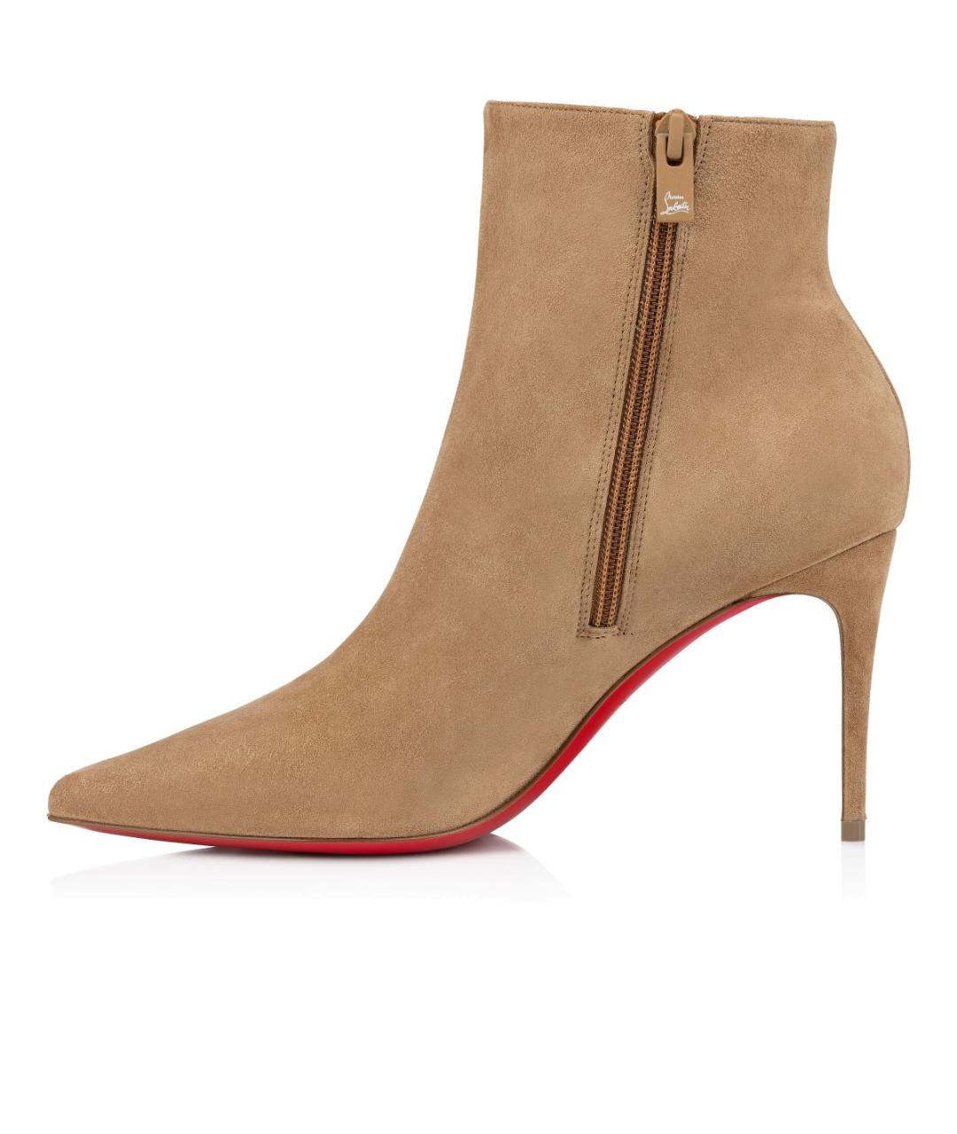 CHRISTIAN LOUBOUTIN Бежевые замшевые ботильоны, фото 4