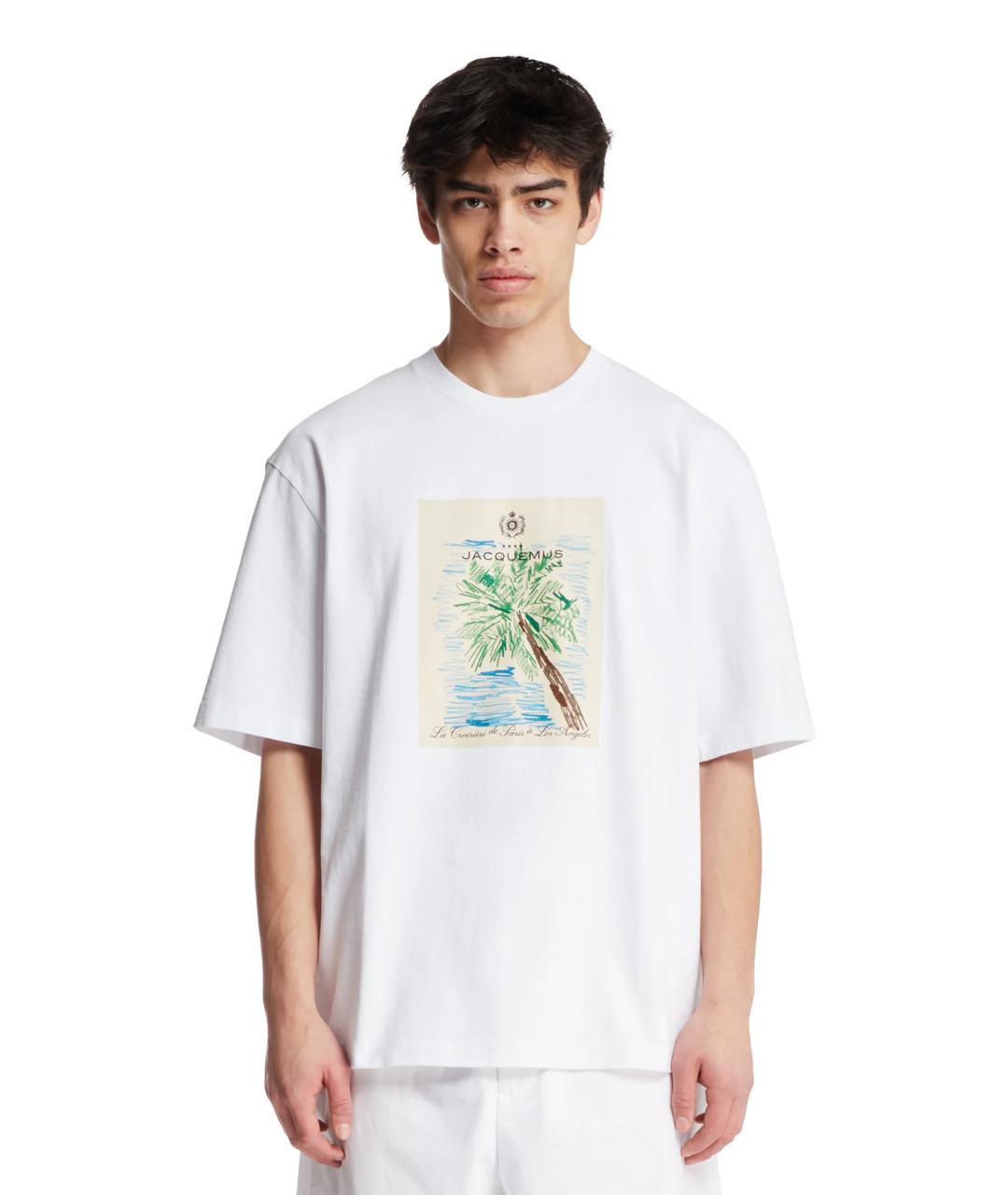 JACQUEMUS Белая хлопковая футболка, фото 3