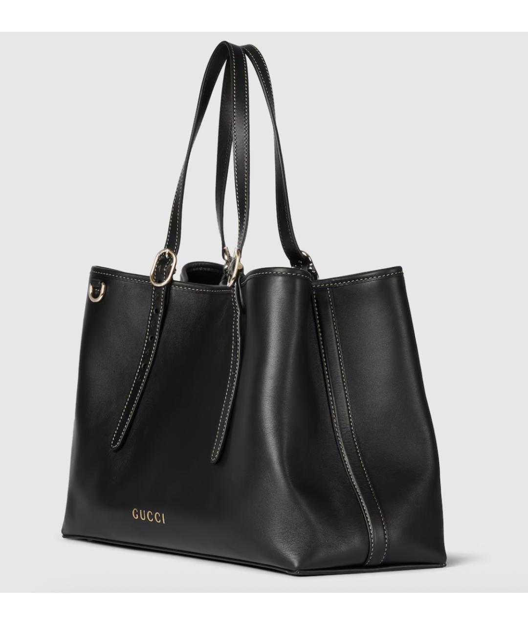 GUCCI Черная кожаная сумка тоут, фото 2