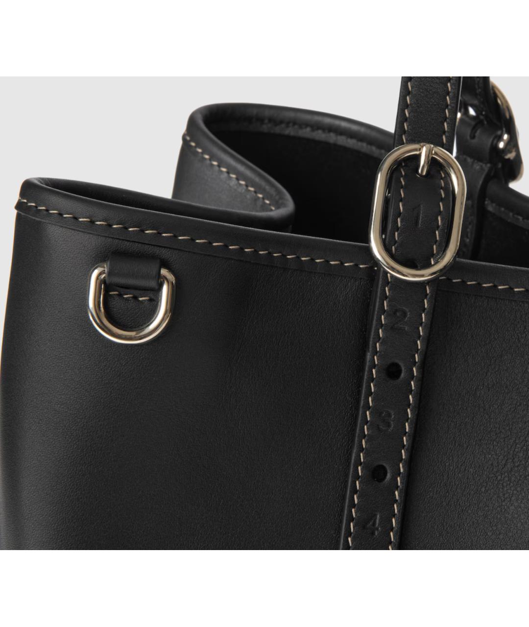 GUCCI Черная кожаная сумка тоут, фото 4