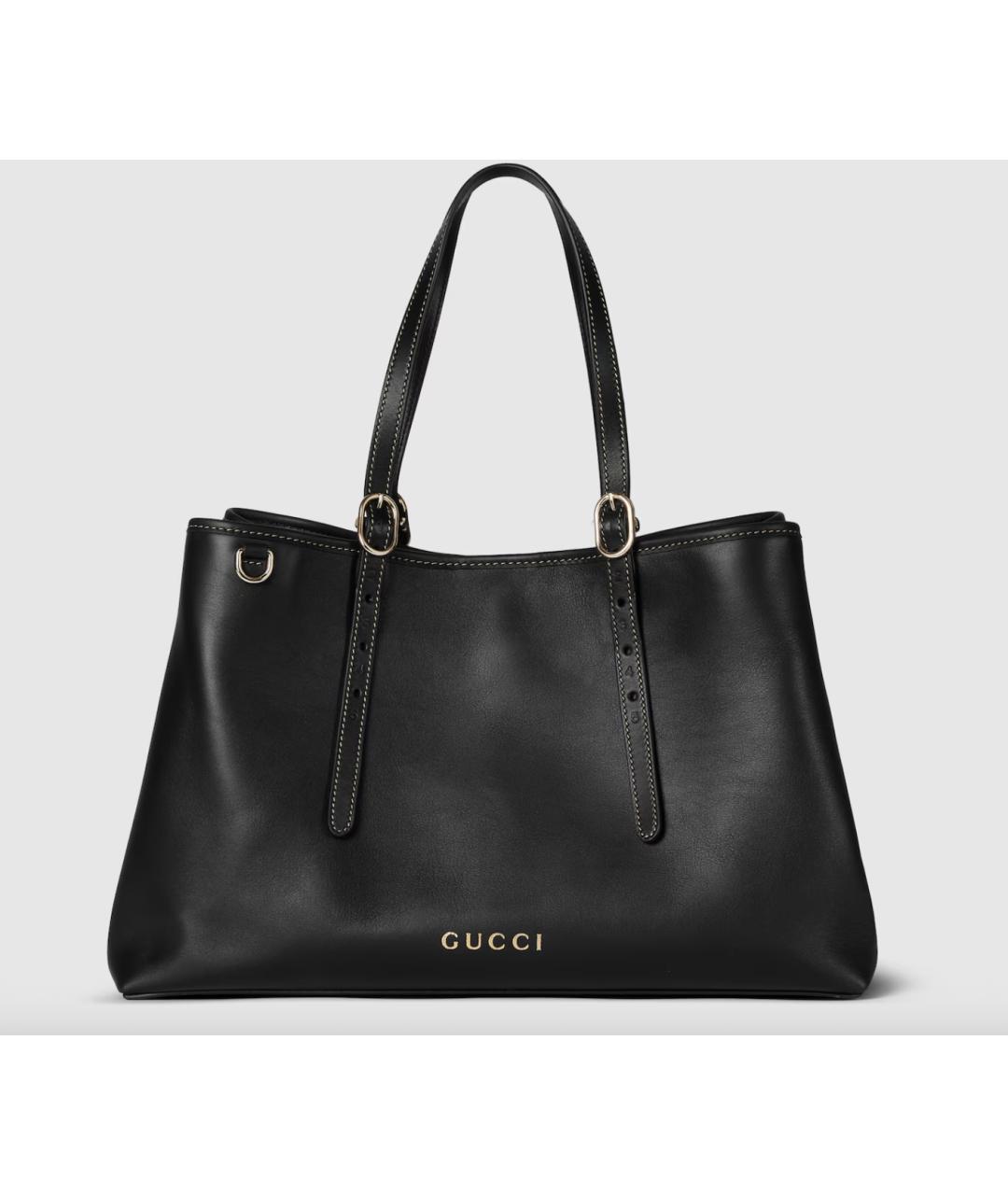 GUCCI Черная кожаная сумка тоут, фото 8