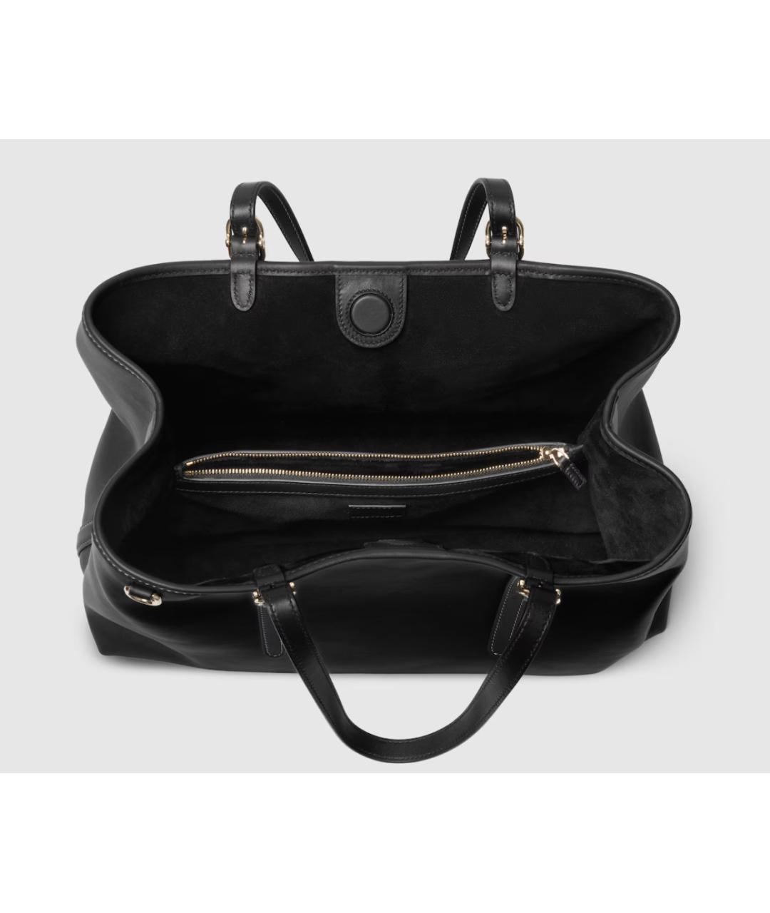 GUCCI Черная кожаная сумка тоут, фото 5