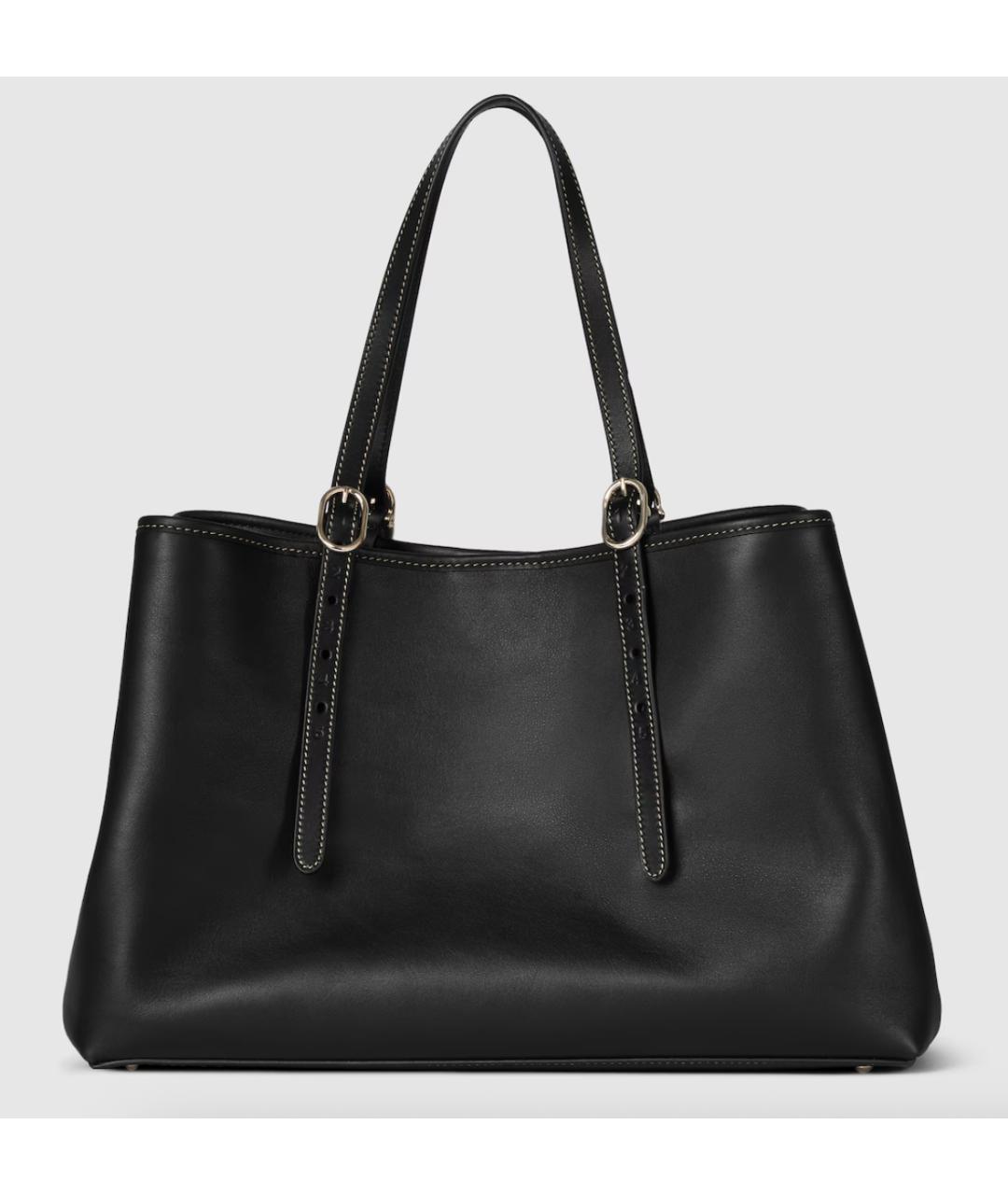 GUCCI Черная кожаная сумка тоут, фото 7